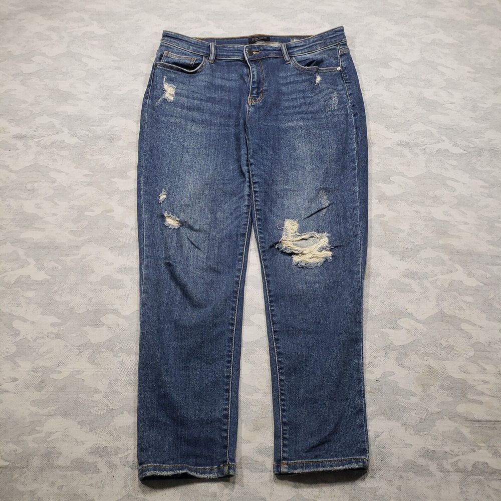Judy Blue Jeans Womens 13/31 Blue Slim Fit Distressed Medium Wash Denim Stretch‎